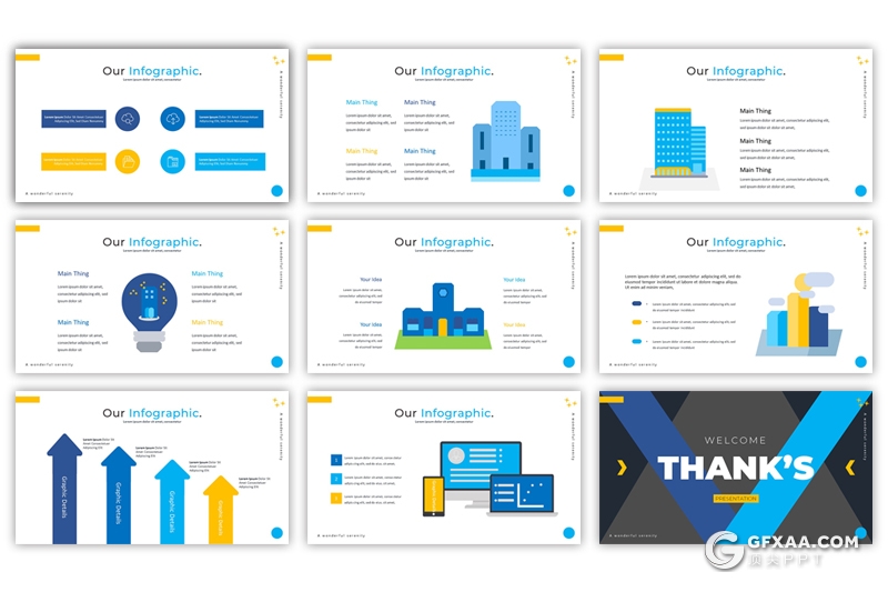 30页创意图形设计商务多用途ppt模板 5种主题配色 - 顶尖PPT