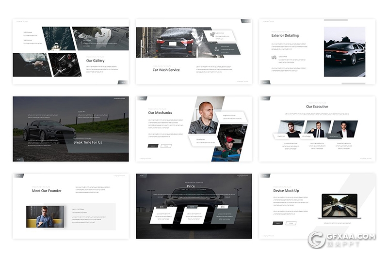 51页创意多边形组合汽车介绍展示keynote模板 - 顶尖PPT