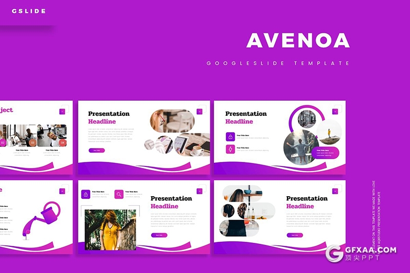 30页5种配色创意弧形商务风格Google slides模板 - 顶尖PPT