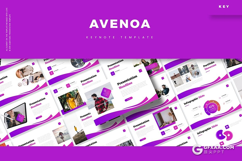 30页5种配色创意弧形商务风格keynote模板 - 顶尖PPT