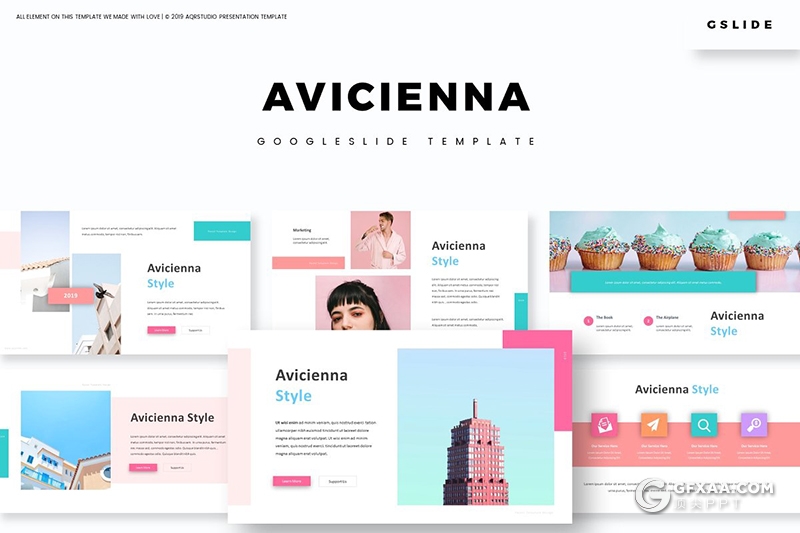 30页国外小清新文艺风格Google slides模板 5种主题配色 - 顶尖PPT
