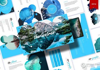 30页创意图形设计水资源介绍ppt模板 5种配色 - 顶尖PPT