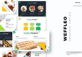 30页三角形碎片组合国外餐饮美食介绍展示PPT模板 5种主题配色 - 顶尖PPT