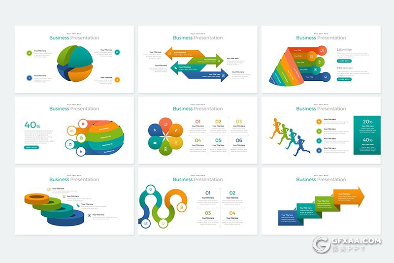 200页国外高端商务图形图表数据统计PPT模板 - 顶尖PPT