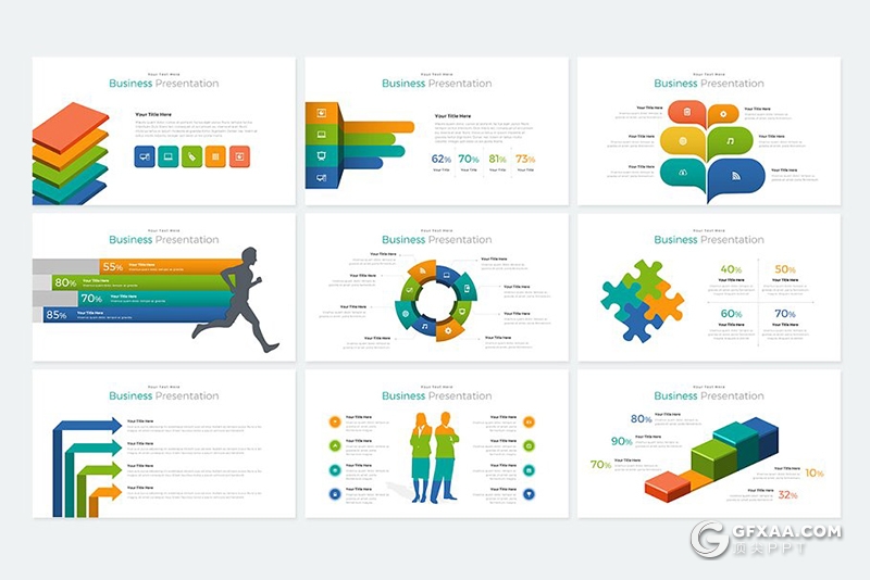 200页国外高端商务图形图表数据统计PPT模板 - 顶尖PPT