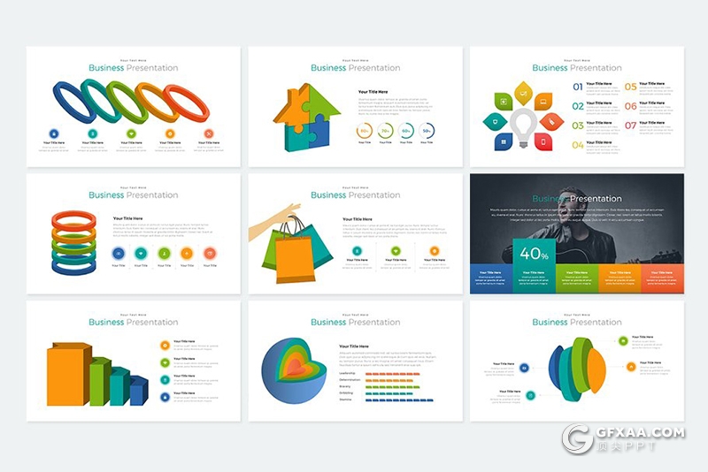 200页国外高端商务图形图表数据统计PPT模板 - 顶尖PPT