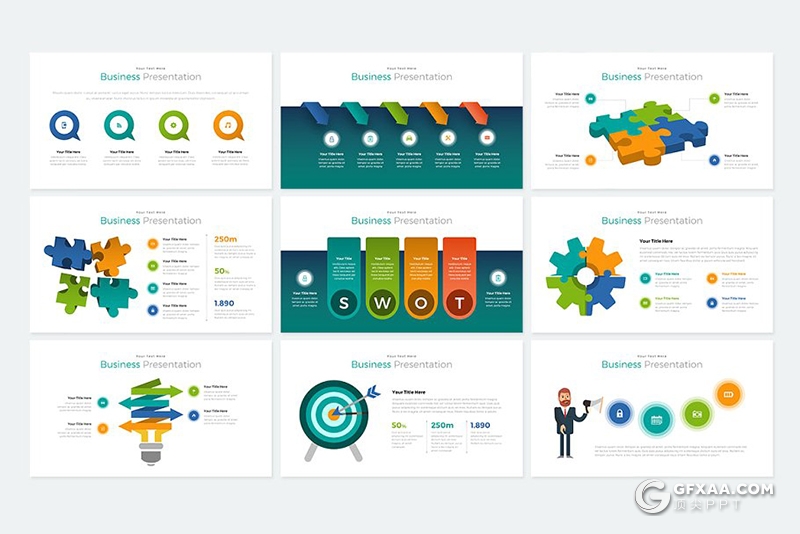 200页国外高端商务图形图表数据统计PPT模板 - 顶尖PPT