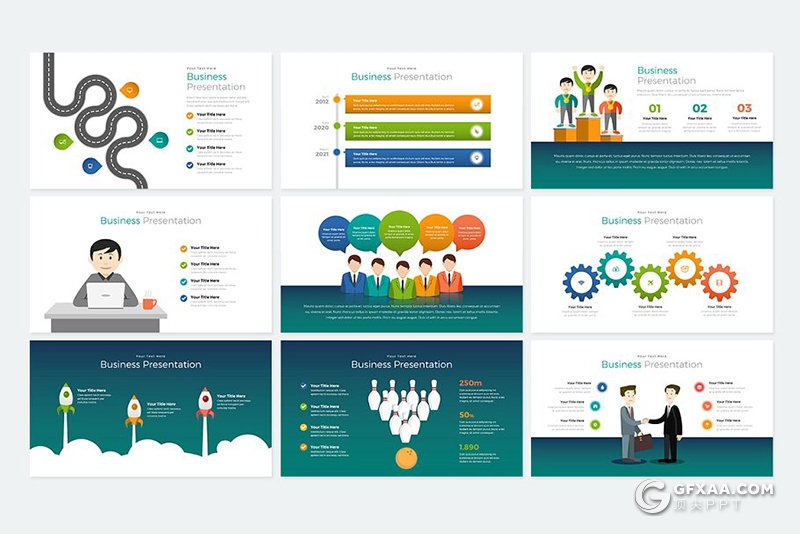 200页国外高端商务图形图表数据统计PPT模板 - 顶尖PPT