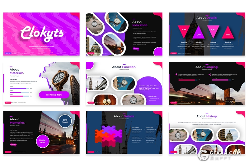 30页5种配色创意图形设计产品介绍展示PPT模板 - 顶尖PPT