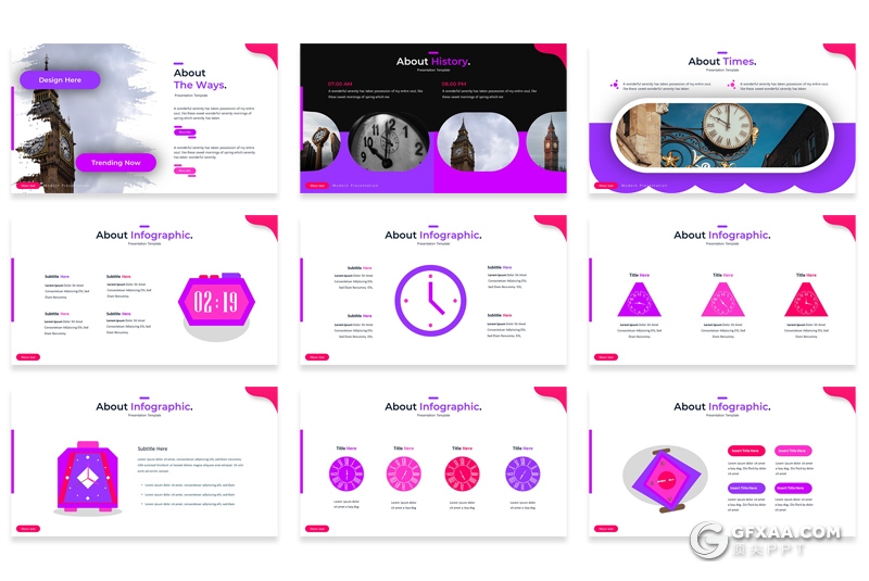 30页5种配色创意图形设计产品介绍展示PPT模板 - 顶尖PPT