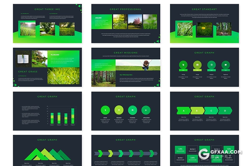 30页环境绿化保护国外多用途PPT模板 5种主题配色 - 顶尖PPT