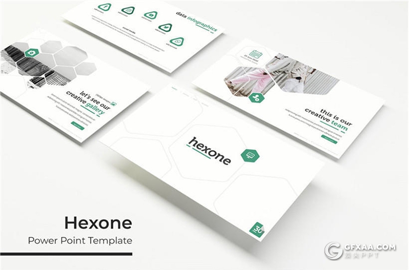 30页创意六边形组合国外简约PPT模板 5种主题配色 - 顶尖PPT