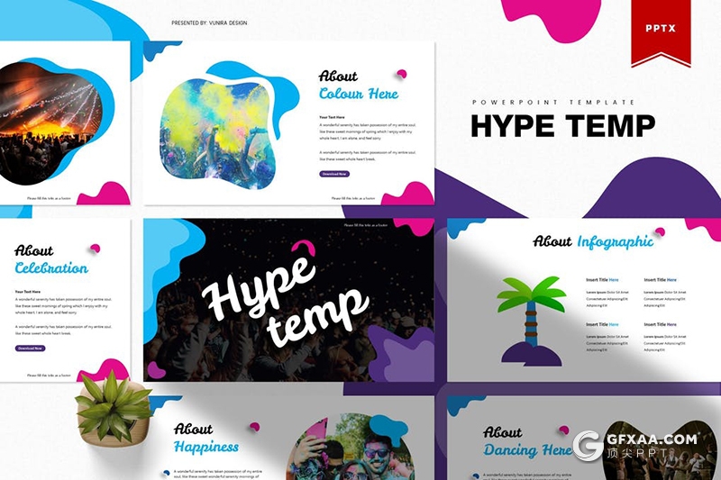 30页国外创意图形设计旅游景点分析展示PPT模板 5种主题配色 - 顶尖PPT