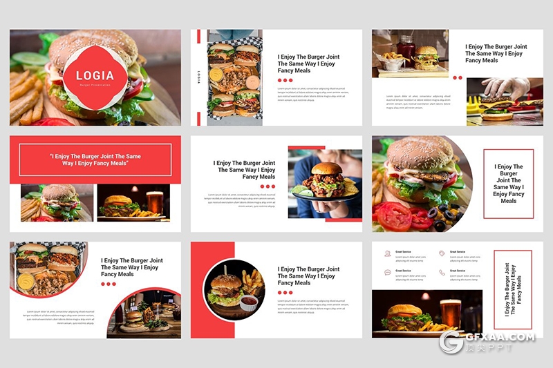 36页西式汉堡美食介绍展示PPT模板 - 顶尖PPT
