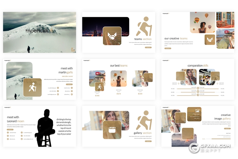 30页户外探险攀登者PPT模板 5种主题配色 - 顶尖PPT