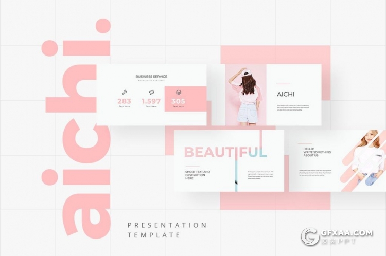 82页粉色国外简约风格商务图片展示多用途PPT模板 - 顶尖PPT