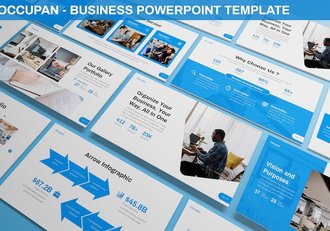 蓝色商业计划企业业务展示合作多用途PPT模板 - 顶尖PPT