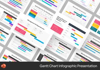 甘特图项目时间管理信息图形PPT模板 - 顶尖PPT