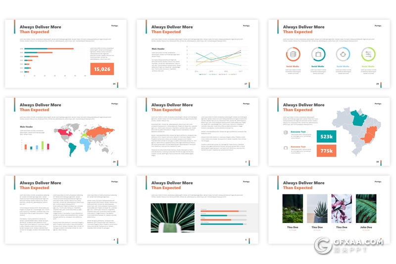30页国外简约风格商务多用途PPT模板 5种主题配色 - 顶尖PPT