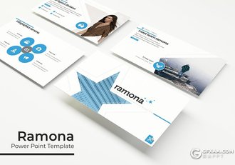 30页创意五角星缉简约大气商务风格PPT模板 5种主题配色 - 顶尖PPT