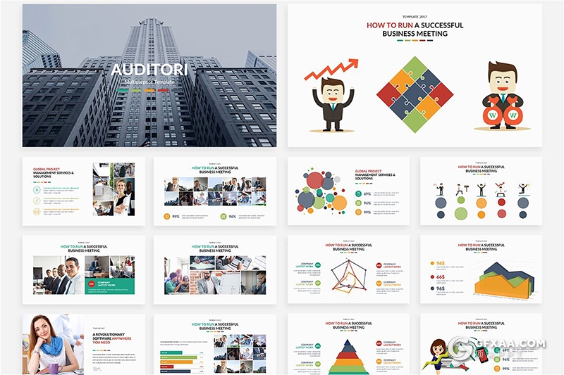 166页卡通商务图形国外高端商务PPT模板 - 顶尖PPT