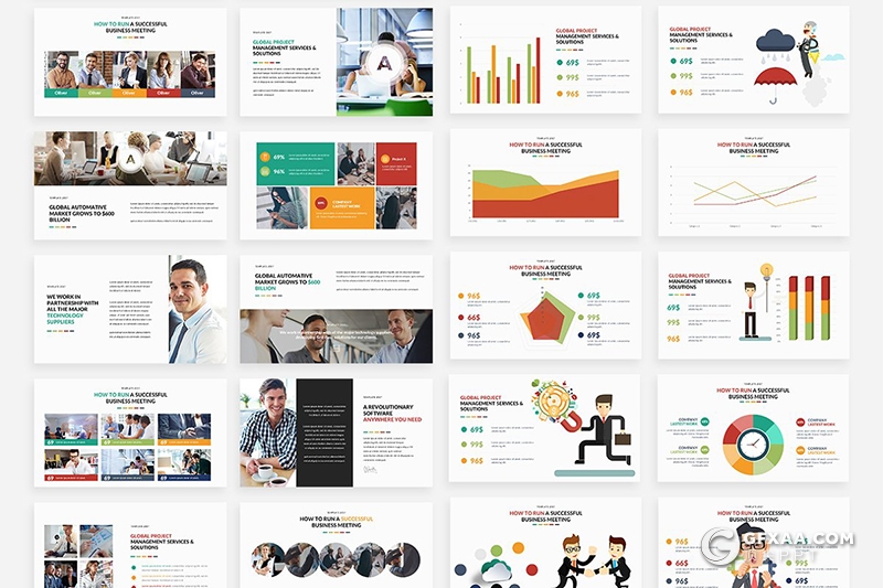 166页卡通商务图形国外高端商务PPT模板 - 顶尖PPT