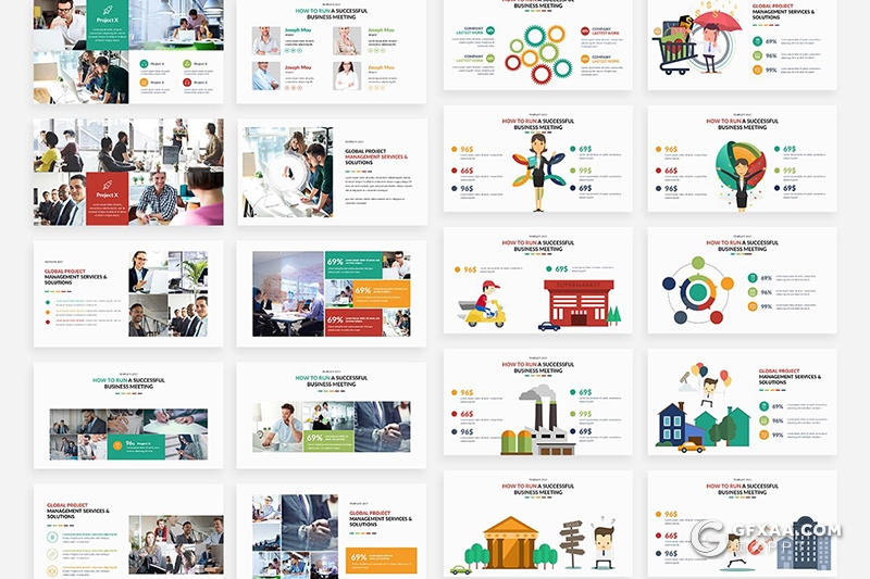 166页卡通商务图形国外高端商务PPT模板 - 顶尖PPT