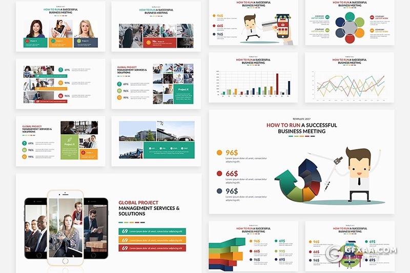 166页卡通商务图形国外高端商务PPT模板 - 顶尖PPT