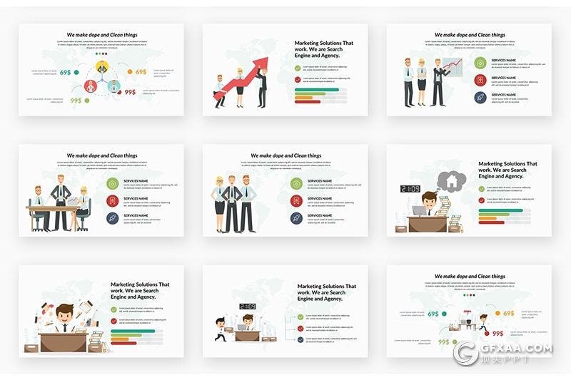 156页国外高端图形设计多种色彩搭配商务多用途Google slides模板 - 顶尖PPT