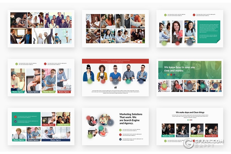 156页国外高端图形设计多种色彩搭配商务多用途Google slides模板 - 顶尖PPT