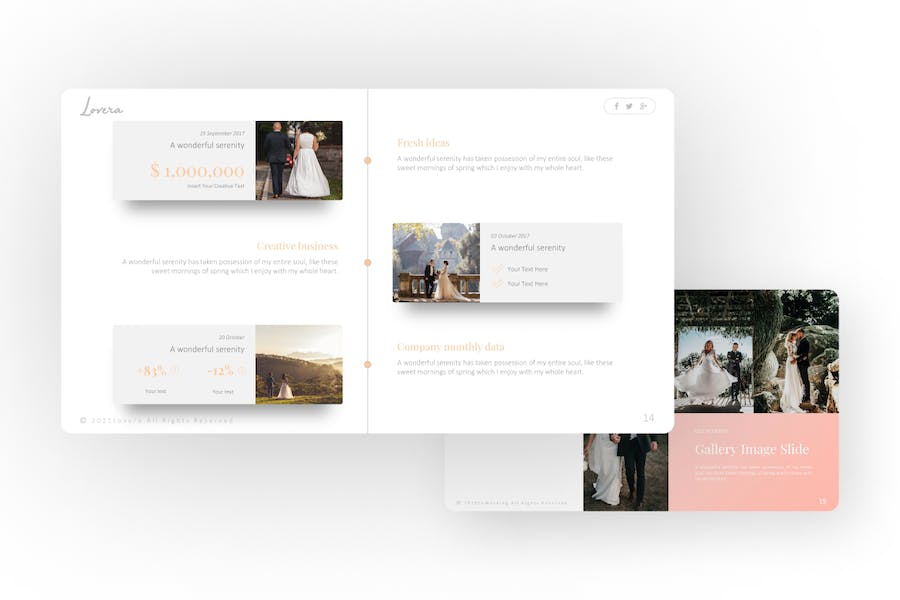 极简风格婚礼现场布置婚礼策划展示PPT模板 - 顶尖PPT