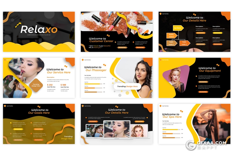 30页5种配色女性美容美体行业介绍分析PPT模板 - 顶尖PPT