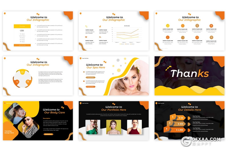 30页5种配色女性美容美体行业介绍分析PPT模板 - 顶尖PPT