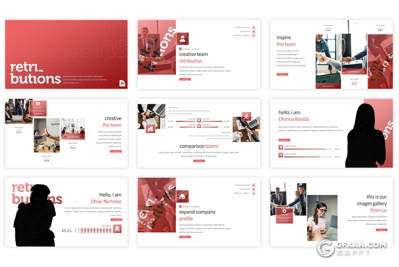 30页简约欧美商务风格PPT模板 5种主题配色 - 顶尖PPT