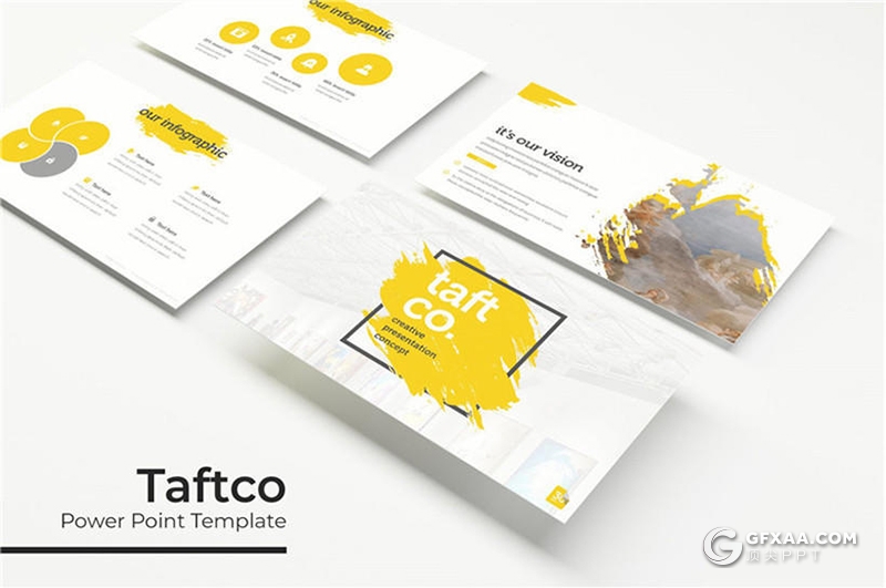 30页笔刷泼墨效果国外商务通用PPT模板 5种主题配色 - 顶尖PPT