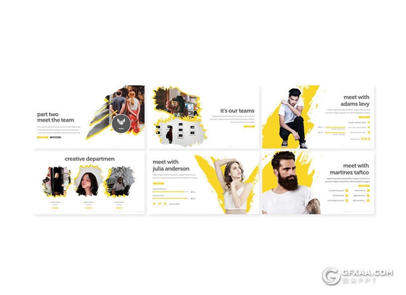 30页笔刷泼墨效果国外商务通用PPT模板 5种主题配色 - 顶尖PPT