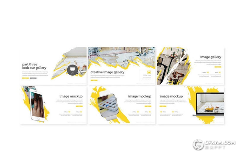 30页笔刷泼墨效果国外商务通用PPT模板 5种主题配色 - 顶尖PPT