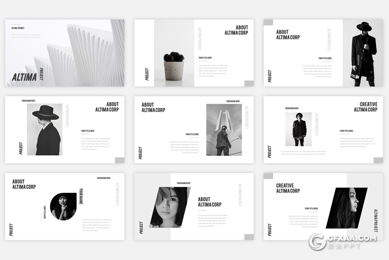 30页5种配色模特服装商业摄影展示ppt模板 - 顶尖PPT