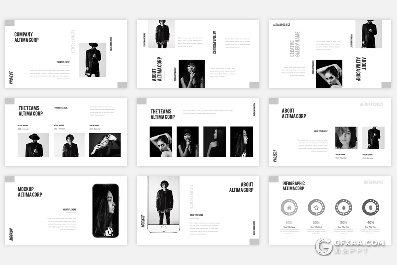 30页5种配色模特服装商业摄影展示ppt模板 - 顶尖PPT