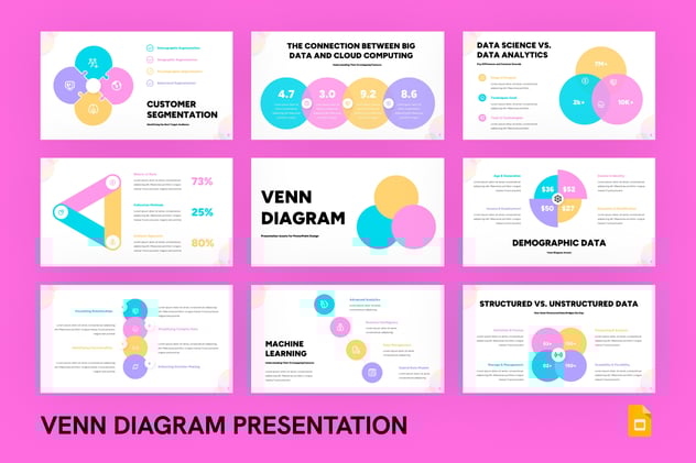 彩色文氏图维恩图数据可视化PPT模板 - 顶尖PPT