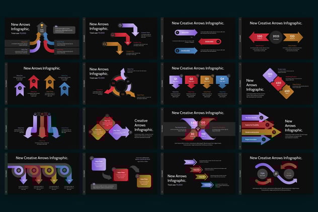 彩色渐变创意箭头信息图形keynote模板 - 顶尖PPT