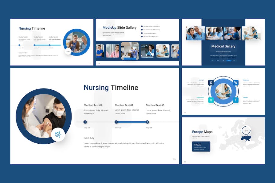 护理蓝色医疗医学PPT模板 - 顶尖PPT
