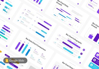 蓝紫配色可视化数据展示条形图PPT模板 - 顶尖PPT
