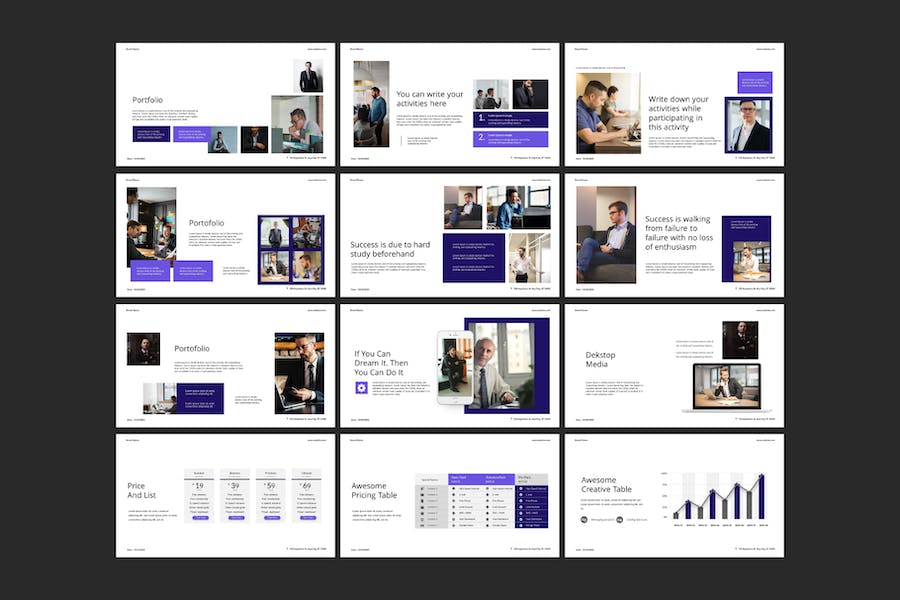 黑白简约风格职场汇报PPT模板 - 顶尖PPT