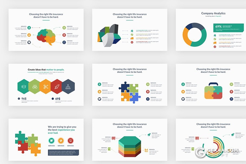 206页国外高端商务通用PPT模板卡通人物图形设计PPT 7种配色 - 顶尖PPT
