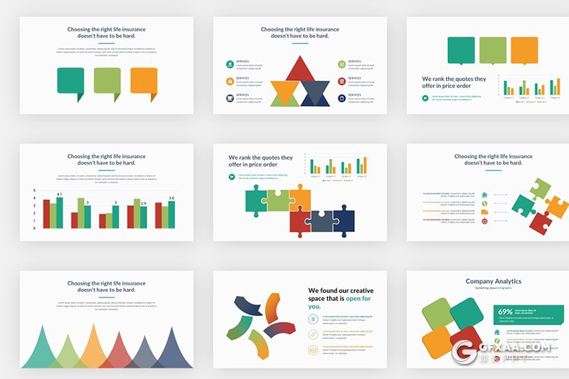 206页国外高端商务通用PPT模板卡通人物图形设计PPT 7种配色 - 顶尖PPT