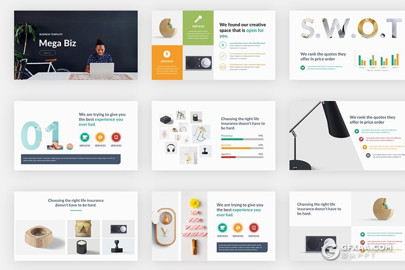 206页国外高端商务通用PPT模板卡通人物图形设计PPT 7种配色 - 顶尖PPT