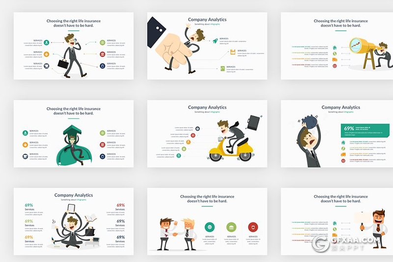 206页国外高端商务通用PPT模板卡通人物图形设计PPT 7种配色 - 顶尖PPT