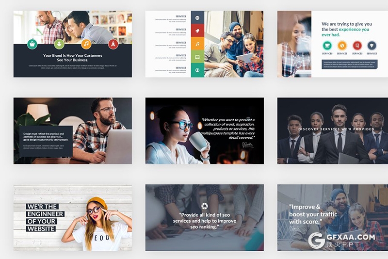 206页国外高端商务通用PPT模板卡通人物图形设计PPT 7种配色 - 顶尖PPT