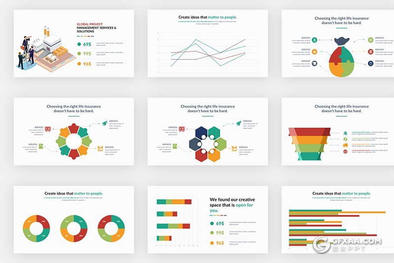 206页国外高端商务通用PPT模板卡通人物图形设计PPT 7种配色 - 顶尖PPT